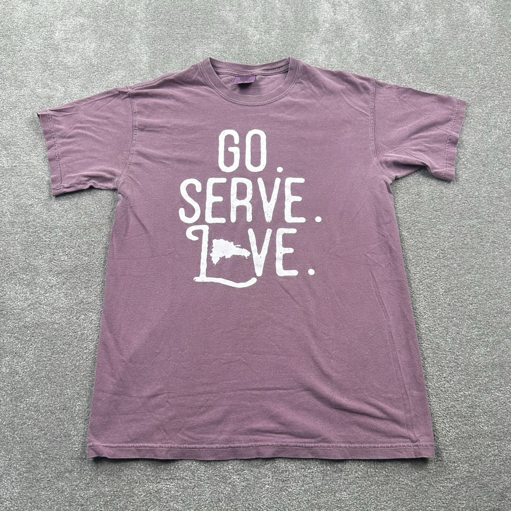 Go Serve Love T Shirt‎ Size Medium Comfort Colors Purple